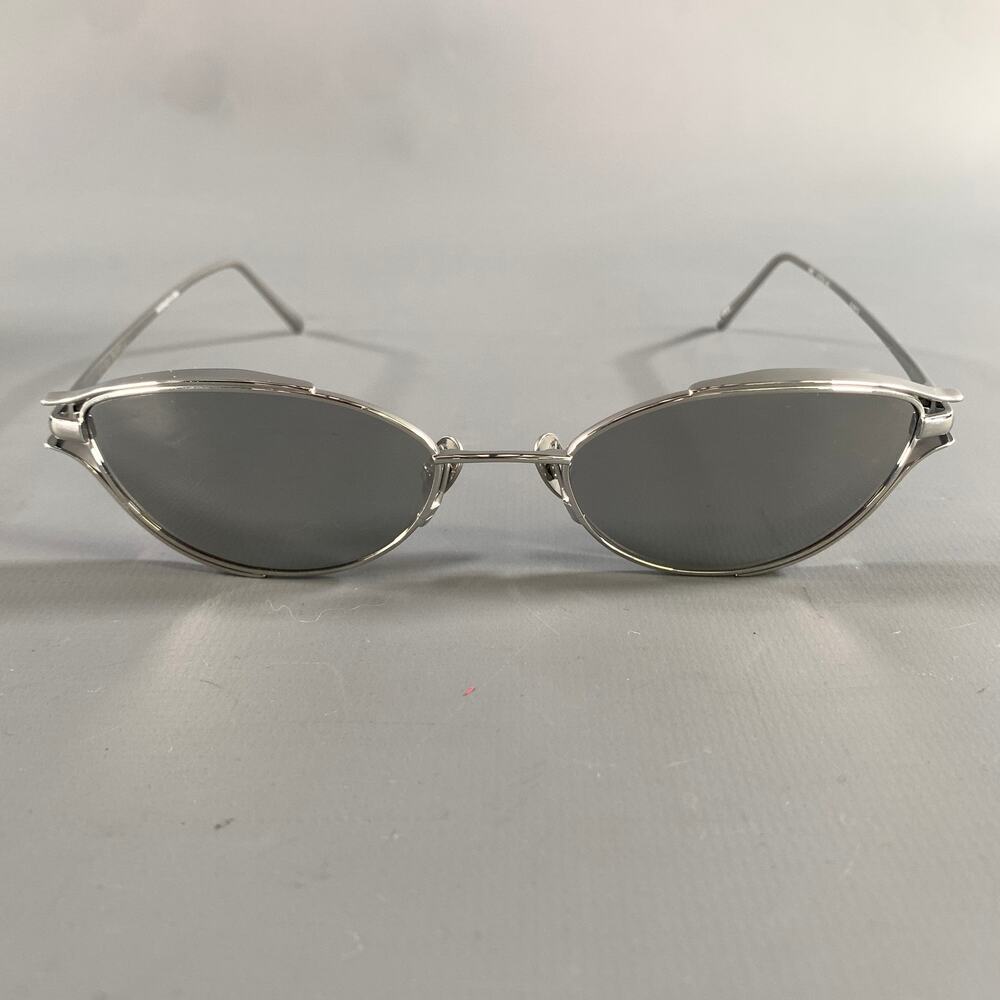 LINDA FARROW Silver Black Solid Sunglasses